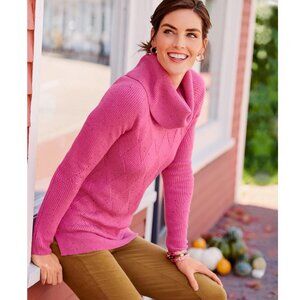 Talbots Cowlneck Diamond Tweed Pullover Sweater Women's Size 0X Pink Speckled